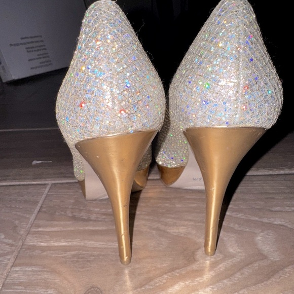 Enzo Angiolini “Easully” Silver Gold Glitter Sparkle Heels  Women's Size 8 - Picture 7 of 11